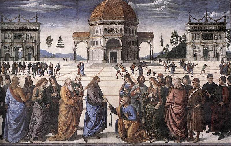 PERUGINO, Pietro Christ Handing the Keys to St. Peter af France oil painting art